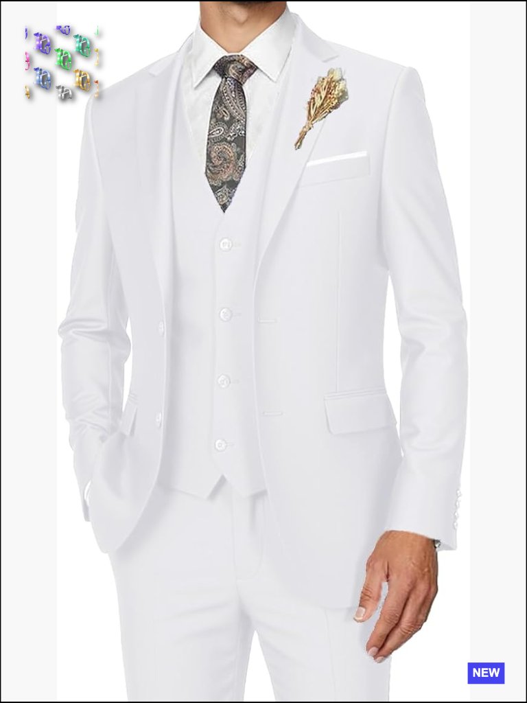 Slim Fit Three Piece Suit Set Classic Elegant Formal Business Tuxedo